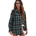 thumbnail image 1 of Uhndy Women's Casual Bust Flannel Plaid Lapel Button Down Shacket Jacket Shirts Coat, 1 of 6