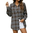 thumbnail image 1 of Uhndy Women's Casual Bust Flannel Plaid Lapel Button Down Shacket Jacket Shirts Coat, 1 of 6