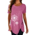 thumbnail image 1 of Uhndy Women's Casual Short Sleeve Scoop Neck Asymmetrical Tunic Tops-LQ, 1 of 3