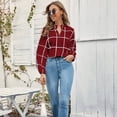 thumbnail image 1 of Uhndy Women's Cross Neck Lantern Long Sleeve Shirt Chiffon Top,T-Shirt for Women with Short Sleeve Loose Gradient Style Blouse RED M-LQ, 1 of 3