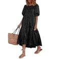 thumbnail image 1 of Uhndy Women's Dress Short Sleeve Polka Dot Print Casual Loose Cotton Swing Dress-LQ, 1 of 6