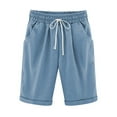 thumbnail image 1 of Uhndy Women's Elastic Waist Bermuda Shorts Short Pocket Short Sports Beach Shorts, Women's Summer Solid Shorts, Strap Shorts with Pockets, S-6XL, 1 of 5