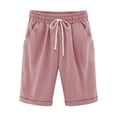 thumbnail image 1 of Uhndy Women's Elastic Waist Bermuda Shorts Short Pocket Short Sports Beach Shorts, Women's Summer Solid Shorts, Strap Shorts with Pockets, S-6XL, 1 of 5