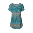 thumbnail image 1 of Uhndy Women's Floral Short Sleeve Swing Loose T-Shirt，Women's Printed T-shirt Mid-length 3/4 Sleeves Plus Size Tops-LQ, 1 of 3