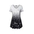 thumbnail image 1 of Uhndy Women's Floral Short Sleeve Swing Loose T-Shirt,omen's Printed T-shirt Mid-length 3/4 Sleeves Plus Size Tops, 1 of 3