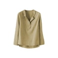 thumbnail image 1 of Uhndy Women's Long Sleeve Plus Size Shirts Button Down Tops Work Loose Plain Blouse, 1 of 1