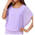 thumbnail image 1 of Uhndy Women's Loose Casual Short Sleeve Chiffon Top T-Shirt Blouse-LQ, 1 of 2