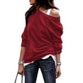 thumbnail image 1 of Uhndy Women's One Shoulder Long Sleeve Loose Casual Plain Sweatshirt-LQ, 1 of 2