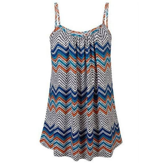 Uhndy Women's Plus Size Boho Floral Casual Strappy Sleeveless Shirts