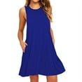 thumbnail image 1 of Uhndy Women's Plus Size Sleeveless Swing Mini Dresses Summer Beach A Line Sundress #1 Blue 3XL, 1 of 2