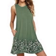 thumbnail image 1 of Uhndy Women's Plus Size Sleeveless Swing Mini Dresses Summer Beach A Line Sundress #2 Floral Army Green 4XL, 1 of 3
