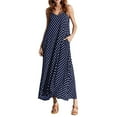 thumbnail image 1 of Uhndy Women's Polka Dot Print Beach Maxi Dress,Sexy Sleeveless Chiffon Long Boho Dresses For Ladys,Plus Size Summer Dress Blue XL, 1 of 3