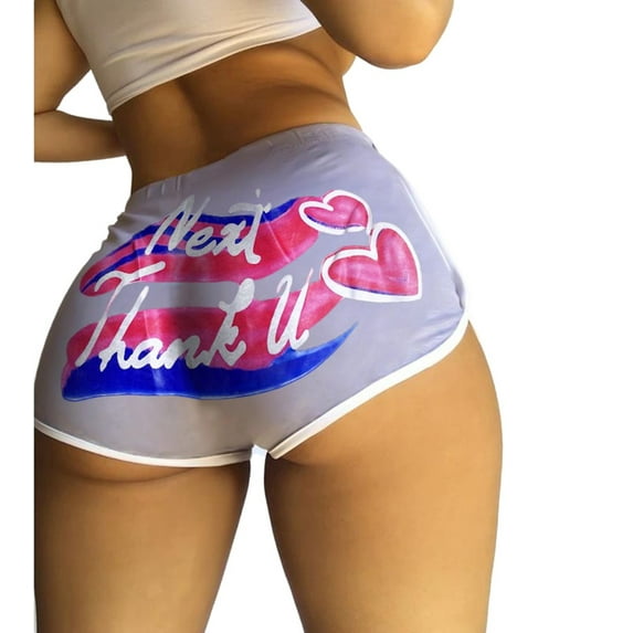 Uhndy Women's Regular Plus Size Yoga Boots Shorts Sexy Printed Sports Hot Pants Panties, Women's Yoga Letters Print Briefs