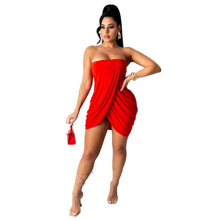 strapless open back dress Peppermayo Dresses | Vietta Sequin Cami Mini Dress - Red | Color: Red | Size: 4 main image 1