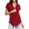 thumbnail image 1 of Uhndy Women's Short-Sleeved Solid Color Zipper Shirt, 1 of 2