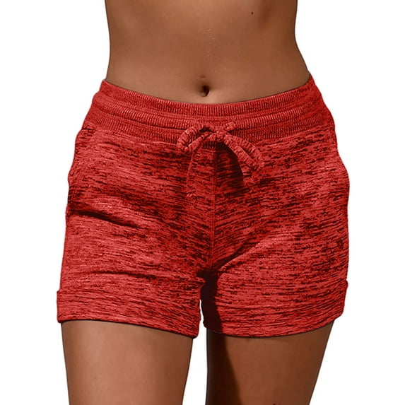 Uhndy Women's Summer Beach Shorts,Drawstring Waist Shorts For Ladys,Womens with Pockets Casual Swimming Trunk ,Plus Size Quick-drying Shorts For Lady Red XL