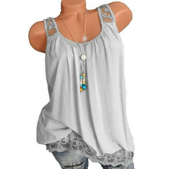 Uhndy Women's Tank Sleeveless Causal Loose Plus Size Tops