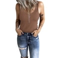 thumbnail image 1 of Uhndy Women's Tank Tops Scoop Neck Ribbed Sleeveless Slim Fit Zipper Henley Shirts, 1 of 3