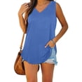 thumbnail image 1 of Uhndy Women's V-Neck Basic Solid Color Casual Flowy Summer Sleeveless, Women's Solid Color Pullover Tank Top, 1 of 5