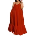 thumbnail image 1 of Uhndy Womens Casual Sexy Summer Ruffled Long Maxi Dresses Floor Length Sleeveless Plus Size Swing Sundresses Spaghetti Strap Boho Dresses-LQ, 1 of 2