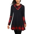 thumbnail image 1 of Uhndy Womens Casual T-Shirt Long Sleeve Button Cowl Neck Tunic Sweatshirt Winter Fall Plaid Long Tops Blouse Blackplaid M, 1 of 4
