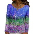 thumbnail image 1 of Uhndy Womens Colorful Printed T-Shirt Crew Neck Long Sleeve Tee Pullover Casual Loose Blouse Tops, 1 of 1