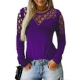 thumbnail image 1 of Uhndy Womens Plus Size Long Sleeve Blouses Casual T Shirts Crew Neck Hollow Out, 1 of 1
