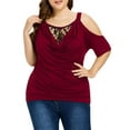 thumbnail image 1 of Uhndy Womens Plus Size Soft Loose Casual Tunic Top Short Sleeve Lace Patchwork Blouse T-Shirt Crewneck Pullover Shirts Tops-LQ, 1 of 6