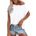 thumbnail image 1 of Uhndy Womens Shirts Off Shoulder Tops Casual Short Sleeve T Shirt Boat Neck Blouse Tops-LQ, 1 of 2