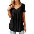 thumbnail image 1 of Uhndy Womens Summer Short Sleeve Blouse Shirt Tops Casual Loose Plain Plus Size Tunic, 1 of 4