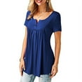 thumbnail image 1 of Uhndy Womens Summer Short Sleeve Blouse Shirt Tops Casual Loose Plain Plus Size Tunic, 1 of 4