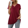 thumbnail image 1 of Uhndy Womens Summer Short Sleeve Blouse Shirt Tops Casual Loose Plain Plus Size Tunic, 1 of 1