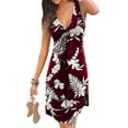 thumbnail image 1 of Uhndy Womens Tank Tops V Neck T Shirt Dress Sleeveless Tunic Tops Floral Printed Sexy Sundress Winered L, 1 of 2