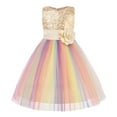 thumbnail image 1 of Uhnice Little Girl's Sequin Sleeveless Mesh Rainbow Dress for Wedding Party (Yellow, 8-9- Years/160), 1 of 7