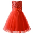 thumbnail image 1 of Uhnice Sequin Sleeveless Tulle Mesh Flower Girl Party Dress (Red, 5 Years/130), 1 of 7