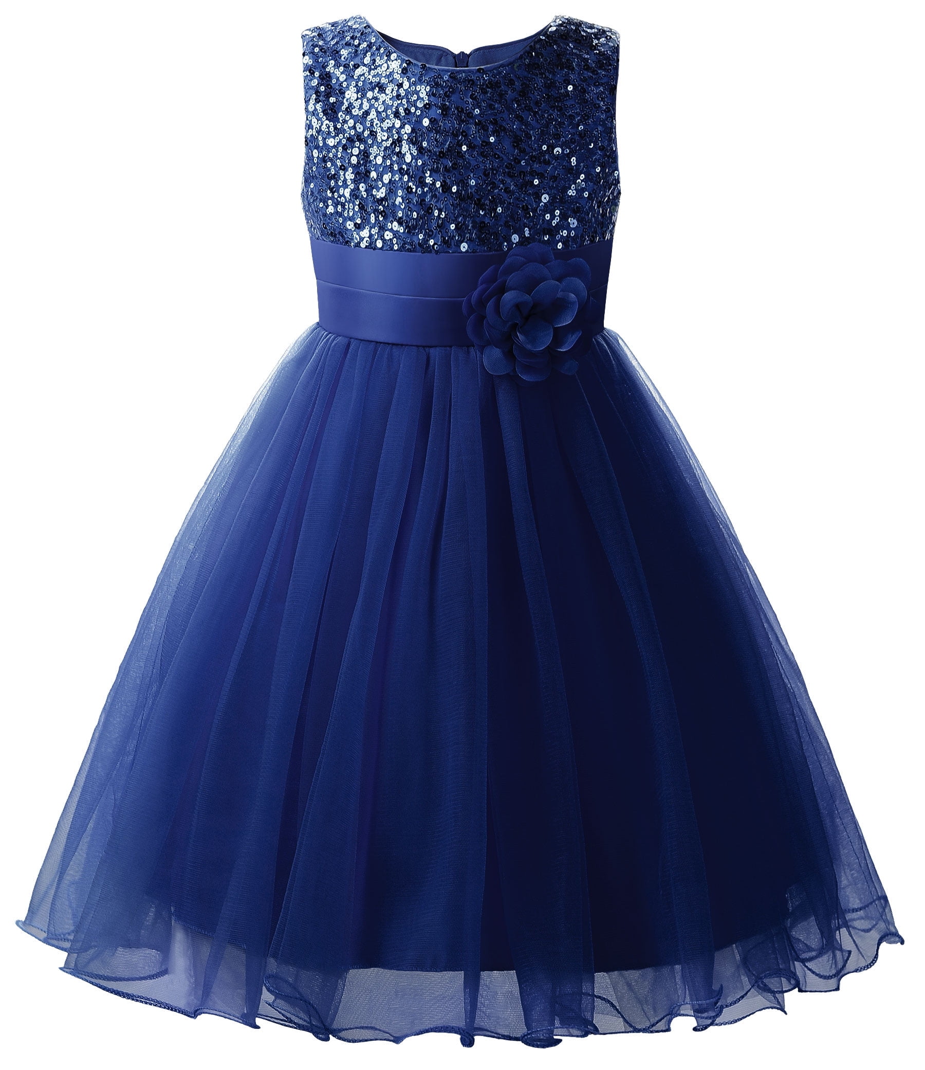 Girls Sequin Tulle Party Dress With Flower - Silver Grey Flower Girl Dress For Ages 8 - View #8