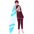 thumbnail image 1 of 【Uhome】1-12 Years Girls Muslimah Swimsuit for Kids Swimwear suit Burkini Full Cover Hijab Top Pants Swim Costume Bathing Suit with Cap, 1 of 9