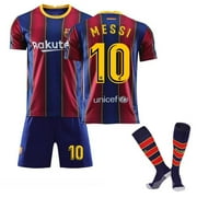 【Uhome】20-21 Season La Liga FC Barcelona Kids & Adults Soccer Jersey Kit Home/Away No.10 Children Football Uniform Training Suits with Sock for Fans