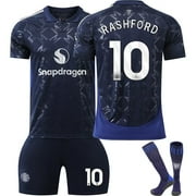 【Uhome】24-25 Kids & Adults Soccer Jersey Manchester United Away No.7 MOUNT No.8 B.FERNANDES No.9 MARTIAL NO.10 RASHFORD NO.17 GARNACHO for Men/Children Soccer Uniform Football Training Clothing
