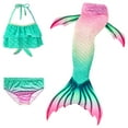 thumbnail image 1 of 【Uhome】3PCS 3-12Y Girls Mermaid Bathing Suit Hot Spring Bikini Swimsuits with Fish Tail Kids Beach Costume Set, 1 of 7