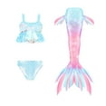 thumbnail image 1 of 【Uhome】3PCS Girls Mermaid Tail Swimsuit Cute Costume Set with Fish Tail Kids Beach Bikini Bath Suit 3-12Y, 1 of 7