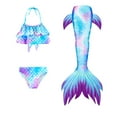 thumbnail image 1 of 【Uhome】Girls Mermaid Bathing Suit 3PCS Cute Ruffle Bikini Swimsuits with Fish Tail Kids Beach Costume Set 3-12Y, 1 of 8