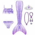 thumbnail image 1 of 【Uhome】Girls Mermaid Bathing Suit 3PCS Cute Ruffle Bikini Swimsuits with Fish Tail Kids Beach Swimwear 3-11y, 1 of 7