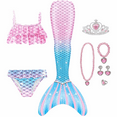 thumbnail image 1 of 【Uhome】Girls Mermaid Bathing Suit 3PCS Cute Ruffle Bikini Swimsuits with Fish Tail Kids Beach Swimwear 3-11y, 1 of 7
