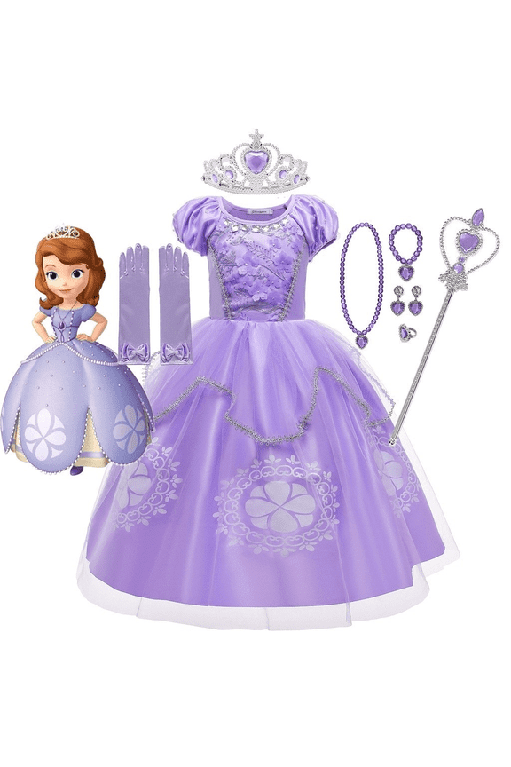 【Uhome】Girls Princess Costume Floor Length Christmas Party Dress up