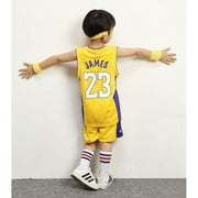 【Uhome】Kids Basketball Jersey 3 Colours Lakers No.23 LeBron James Kids Basketball Jersey Se