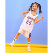 【Uhome】Kids Basketball Jersey City Version Kobe Bryant 24 Jersey Kids Boys Girls Basketball Uniform