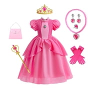 Uhome Princess Costume for Girls Princess Dress Up Costume with Accessories Kids Birthday Party Halloween Cosplay