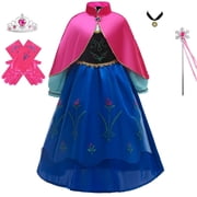 Uhome Princess Dress Up Costume for Girls Princess Costume Halloween Cosplay Birthday Party Dress Up with Accessories
