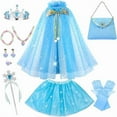 thumbnail image 1 of 【Uhome】Princess Dress up Clothes for Little Girl, 11Pcs Princess Cape with Crown, Princess Dresses for Girl 3-8 Birthday Gift, 1 of 7